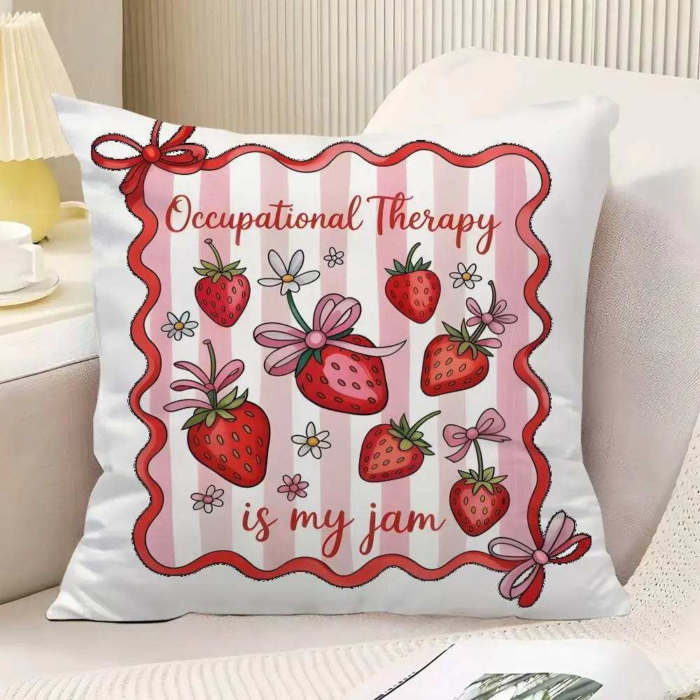 INS Strawberry Pink Throw Pillow Cover Neutral Decor Cushion Cover Soft Sofa Couch Bed Home Decor Pillow Case