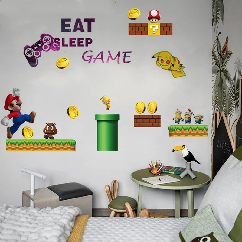 Hot Cartoon Game Vinyl Wall Decals for Home Kids Room Boy Bedroom Decoration Children DIY Puzzle Gaming Poster Stickers Gifts