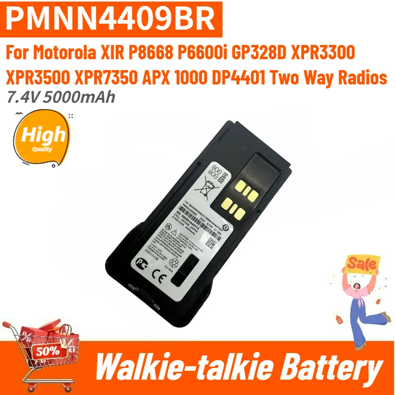 

High Quality PMNN4409BR 5000mAh Walkie-talkie Battery With TYPE-C Charge for Motorola XIR GP328D XPR3300 P8668 P6600i XPR3500