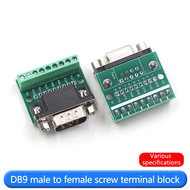 DB9 male to female screw terminal block 9 pin 9 hole RS232 232 interface conversion board evaluation board