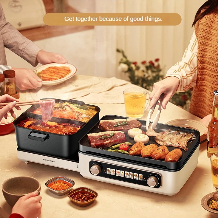 220V Foldable Multi Cooker Home Electric Hot Pot Folding Cooking Pot Household Non-stick Electric Barbecue Pot