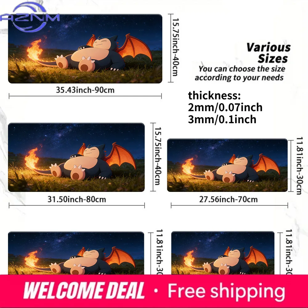 Snorlax Charizard Fusion Night Sky TCG Playmat Non-Slip Desk Mat