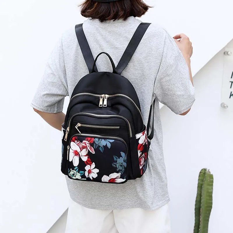 High Quality Women Waterproof Nylon School Bags 2023 New Casual Print Backpack for Teenage Girls Fashion Mommy Travel Backpack