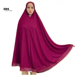 Dubai Muslim Women Prayer Long Khimar Lace Trim Islamic Veils Headcover  Saudis Turkey Arabic Clothing Hijab Headdress