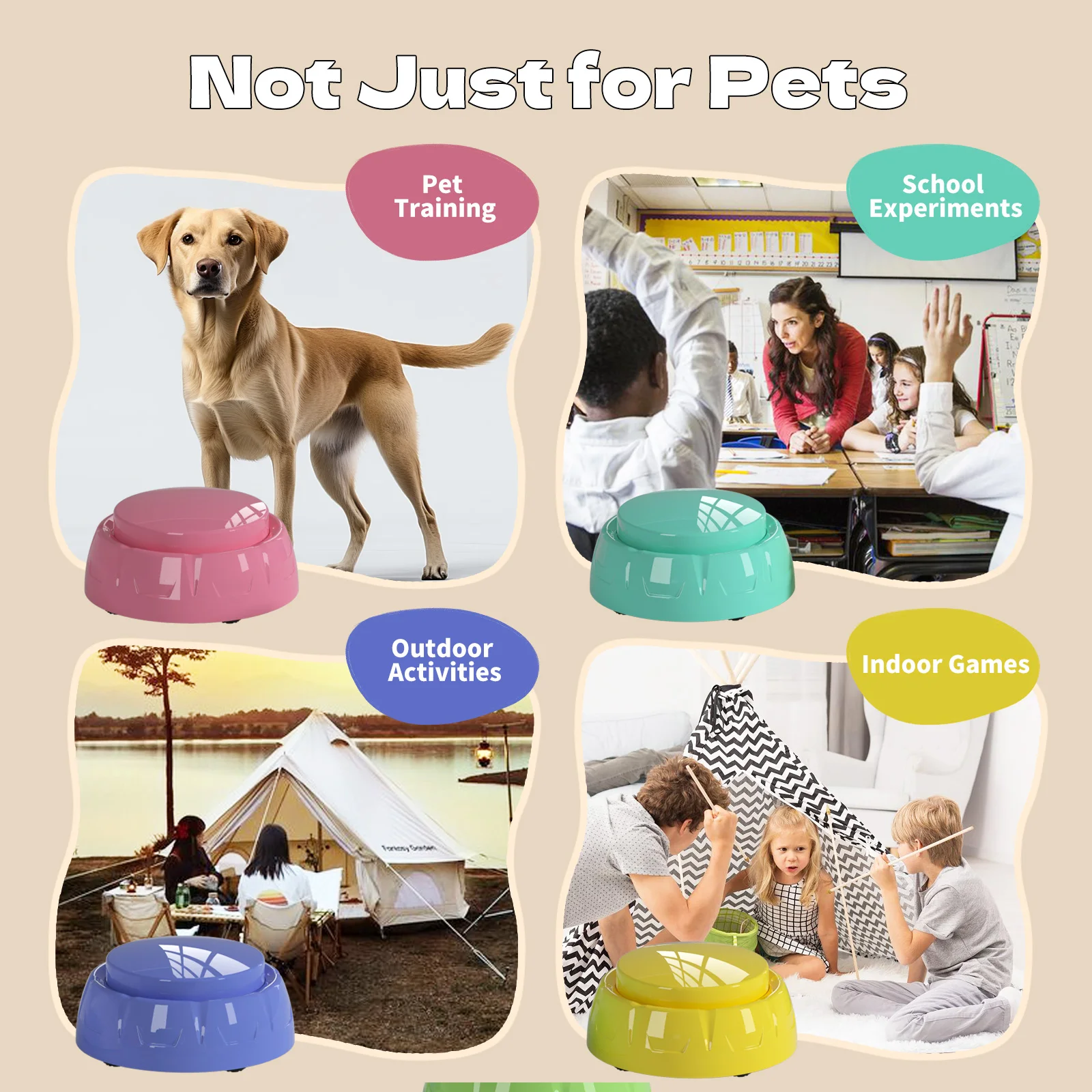 6 Pack Set Recordable Dog Training Button Pet Communication Toys Dog Talking Buttons Dog Interactive Toys