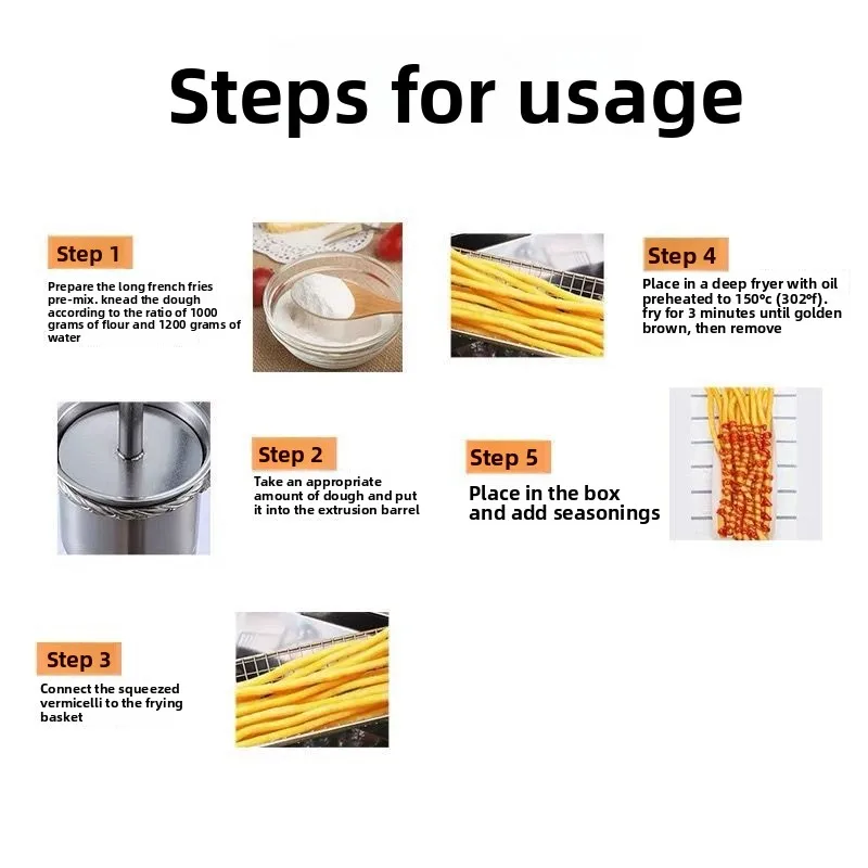 Press long French fries extruder Manual commercial 30cm super long large French fries 12 holes Handheld Internet celebrity
