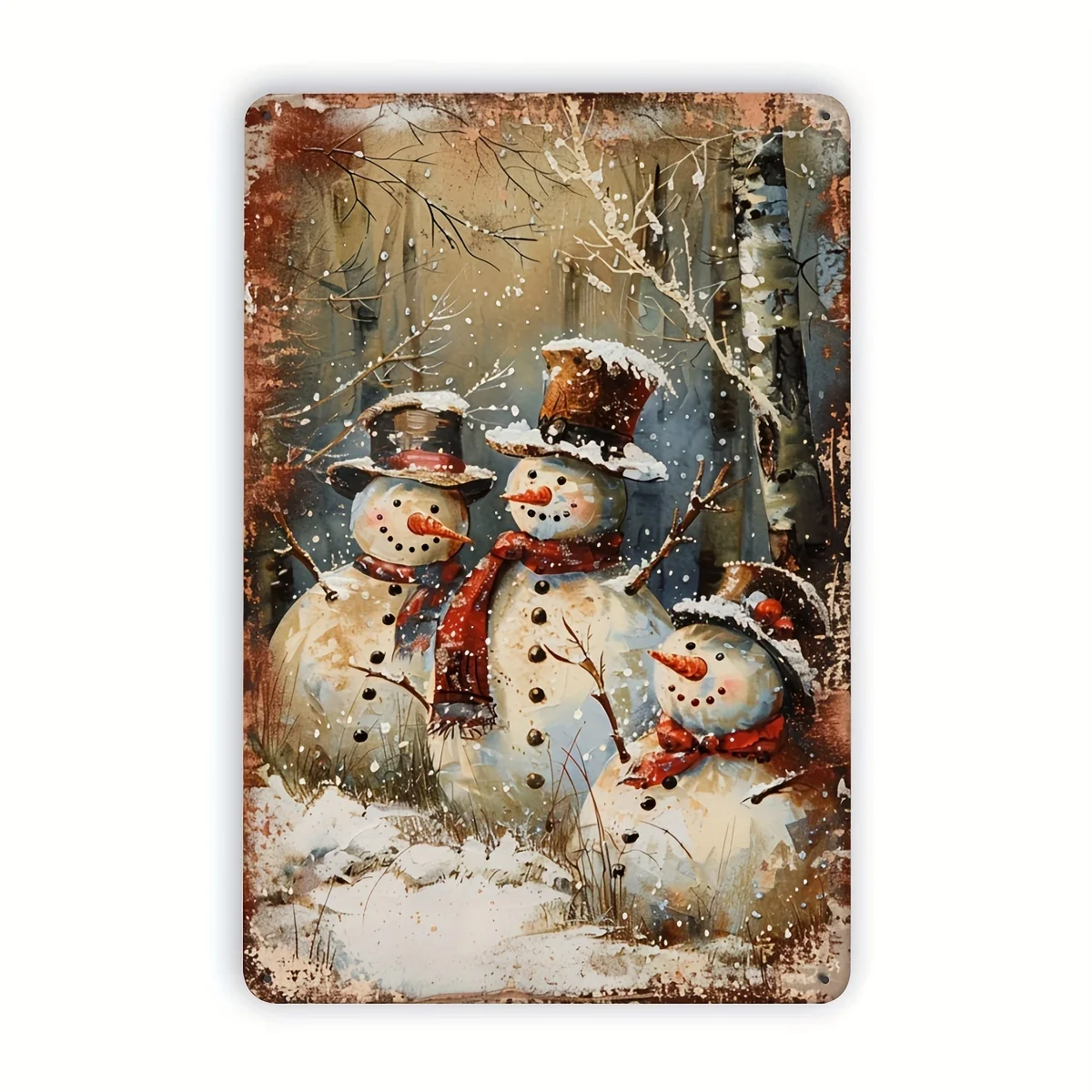 Nostalgisches Flair, Vintage-Weihnachtsschneemann-Metallblechschild – perfekt für Zuhause, Bar, Café oder Garagentoration | Langlebige Wandkunst aus Eisen