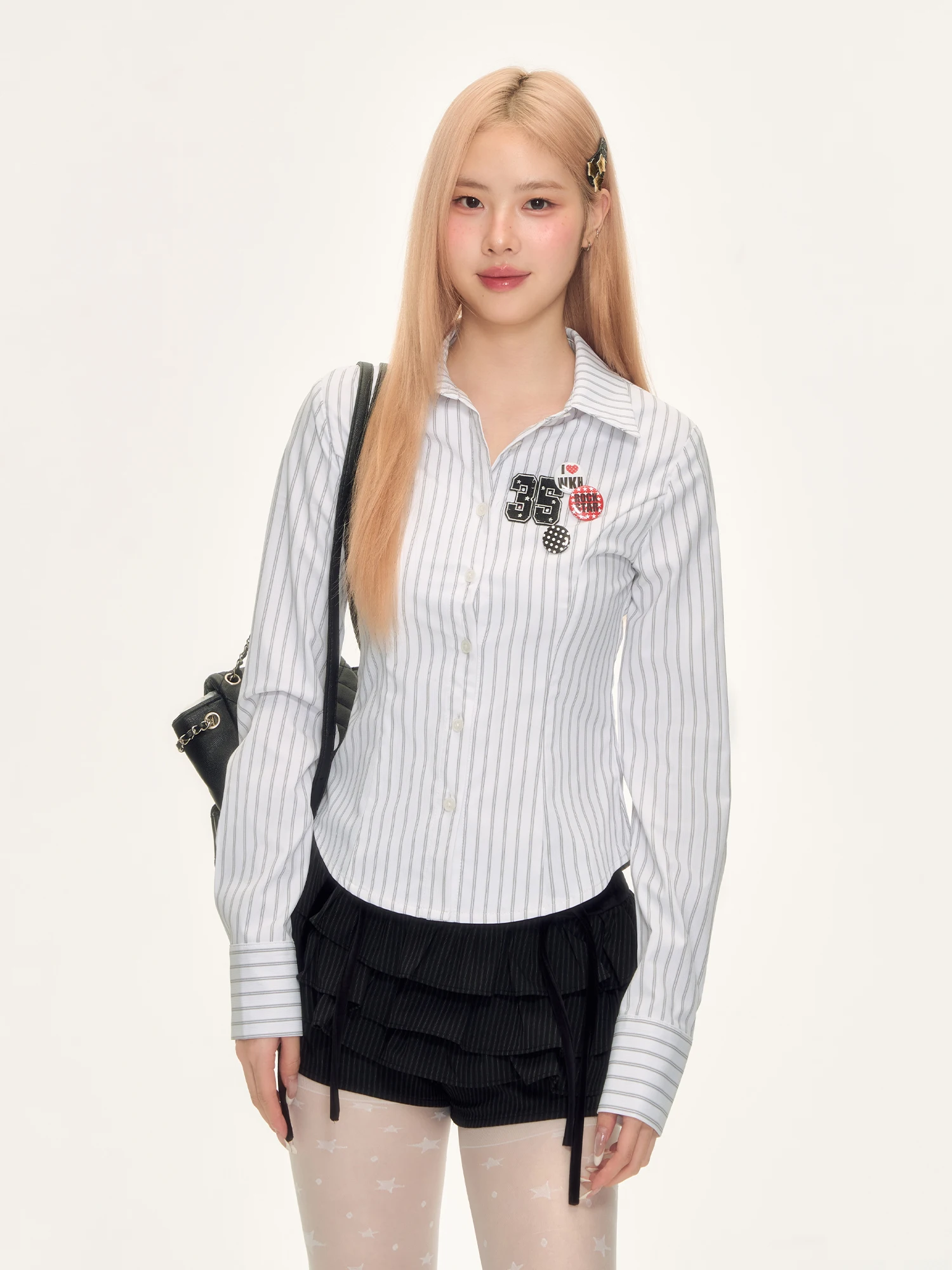 

Wedhub Zheng Dou Dou College Sle Striped Slim Fit irt Women's Vintage Faion Inner Wear irt Youthful irt