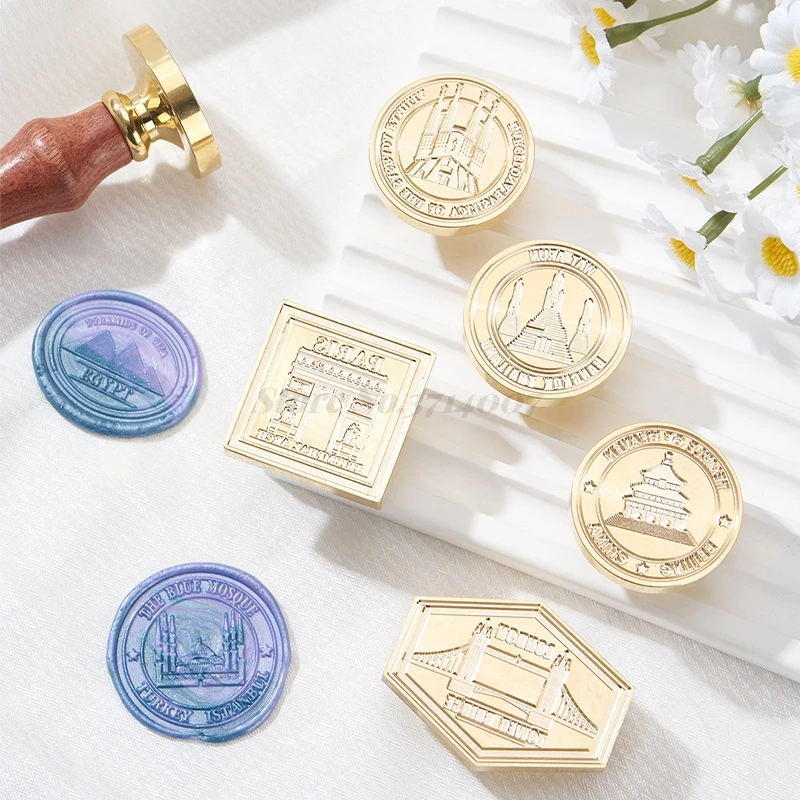 Seal Wax Stamps Head Alloy European Style Temple Building Castle Series Diy Scrapbooking Envelope Invitation Gifts Crafts