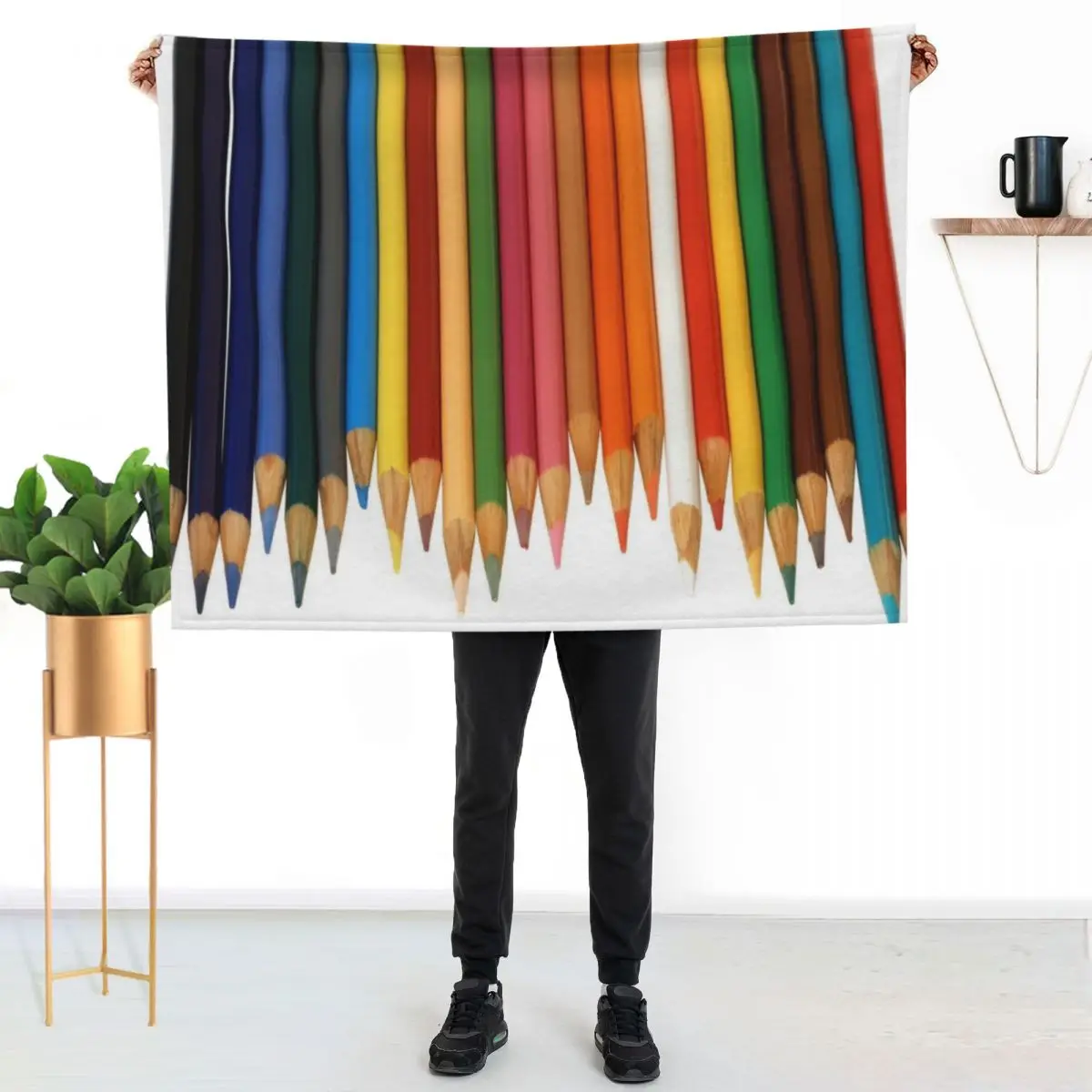 Coloured Pencils Isolated On White Throw Blanket Weighted for winter Tourist valentine gift ideas Soft Beds Beach Blankets