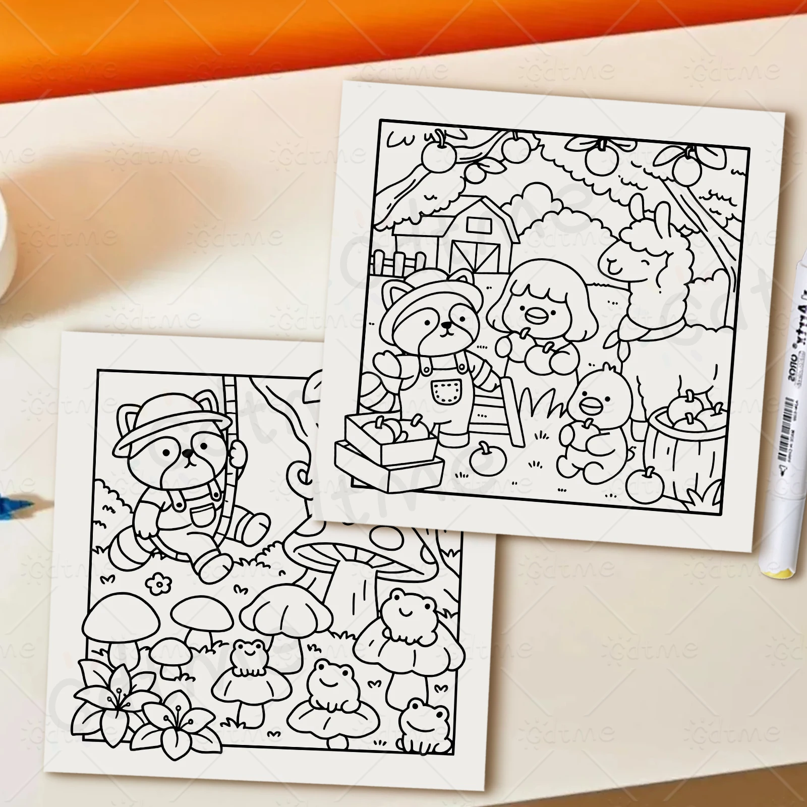 COSY FARM Mutige, einfache Muster, Malbuch für Erwachsene, süßes Zeichenbuch, perfektes Geschenk für Party und Geburtstag – Detail 8