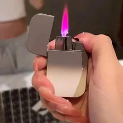 Gradient Pink Flame Inflatable Lighter Outdoor Windproof High Beauty Turbo Torch Lighter for Men's Gift Cigarette Accessories