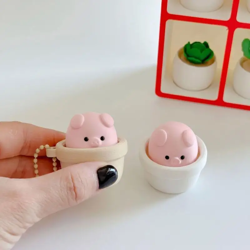Niedlicher Schweinchen-Silikon-Clicker mit Stressabbau-Schlüsselanhänger, Rucksack-Dekoration, Fidget-Spielzeug – Detail 10