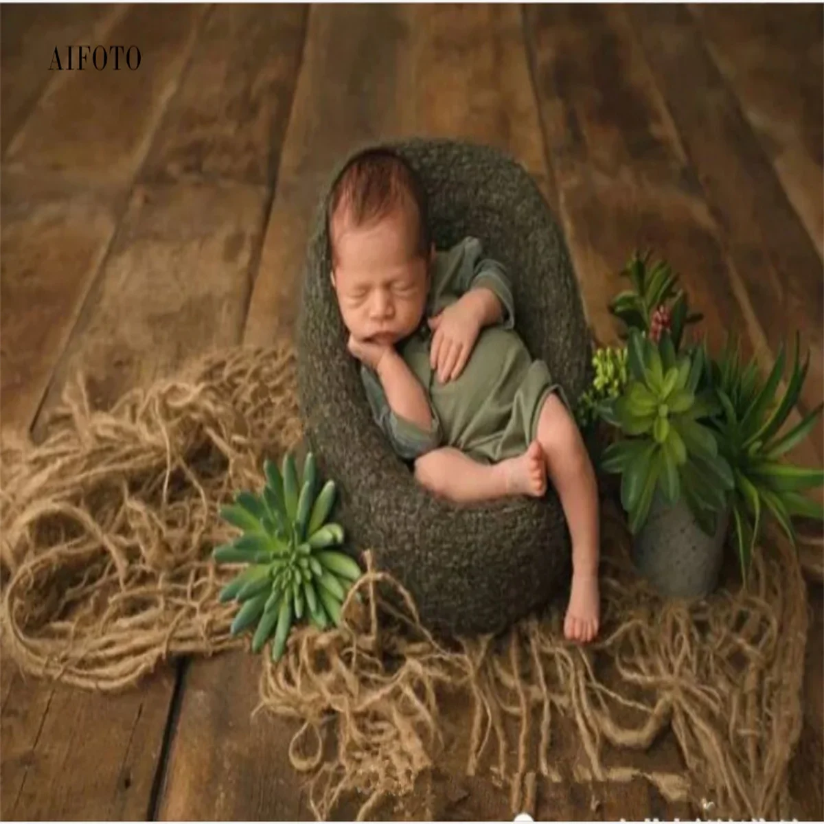 Newborn Photography Props Weaving Hemp Rope Linen Cloth for Baby Studio Chunky Burlap Layer Net Photo Prop Mat Accessories