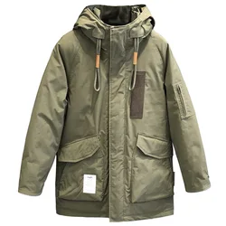 Heavyweight Military Green Work Clothes Down Jacket Medium Long Winter Thickened Thermal Coat Outdoor Camp Trekking Storm Suit