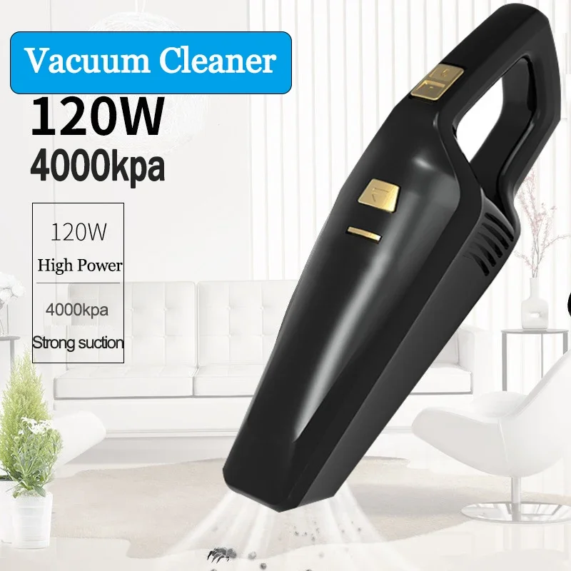 4000PA 120W Car Vacuum Cleaner Portable Handheld Cordless 12V USB Super Suction Wet/Dry Vaccum Cleaner for Car Home Pet Hair