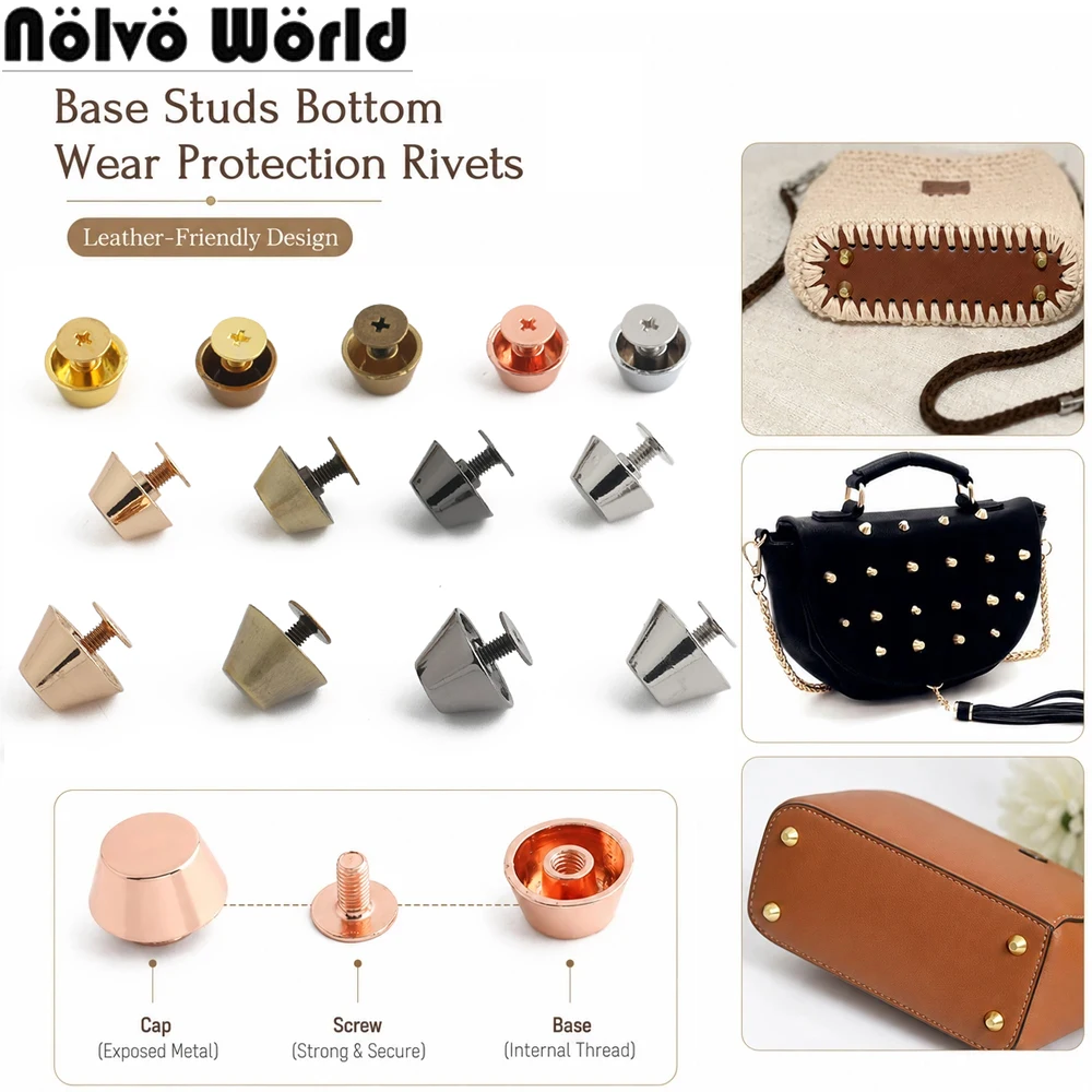 30/50/200PCS 8-10-11-13-15mm Tapered Protecting Feet Nail Bucket Shape Screw Back Rivets For Shoes Punk Rock Bottom Accessories