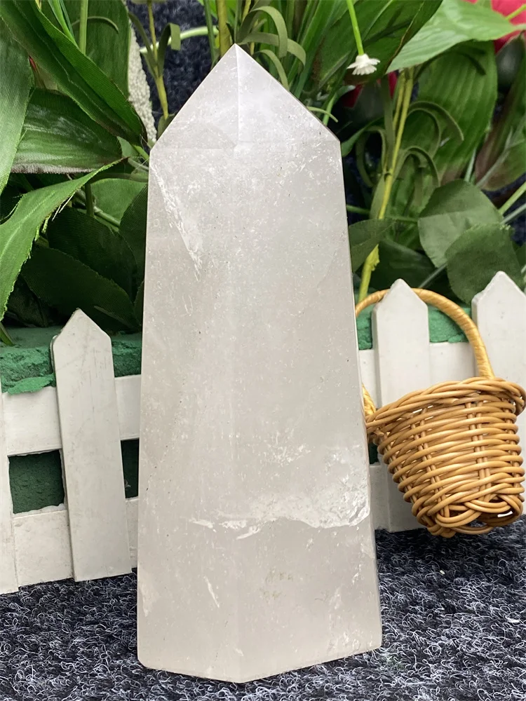 Minerales Natural White Crystal Hexagonal Obelisk ​Reiki Healing Wand Find Ore Holiday Gifts Home Decor Decoratio Feng Shui Ltem