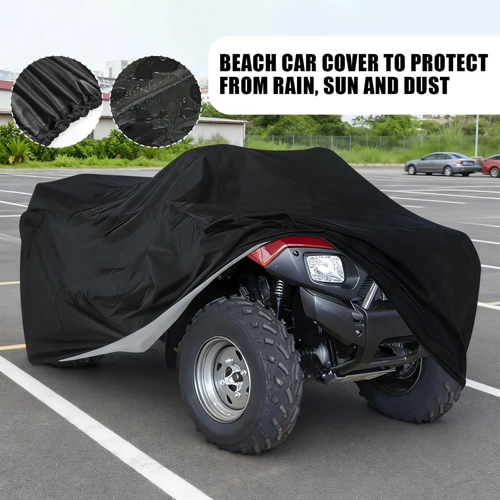 ATV Cover 210D UV Protection Windproof Protector Outdoor Covers Waterproof For Beach Storage Garage Driveway Trail Farm Ranch