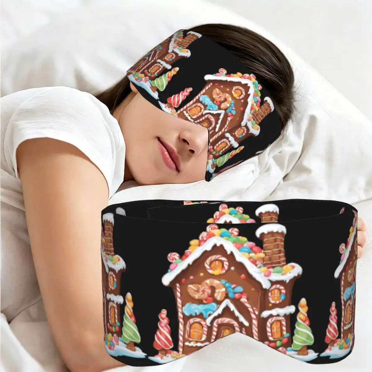 Whimsical Gingerbread House Full Of Joy sleep mask Light Blocking Portable Eye Cover for Girls Boys Travel Eyeshade eyepatch