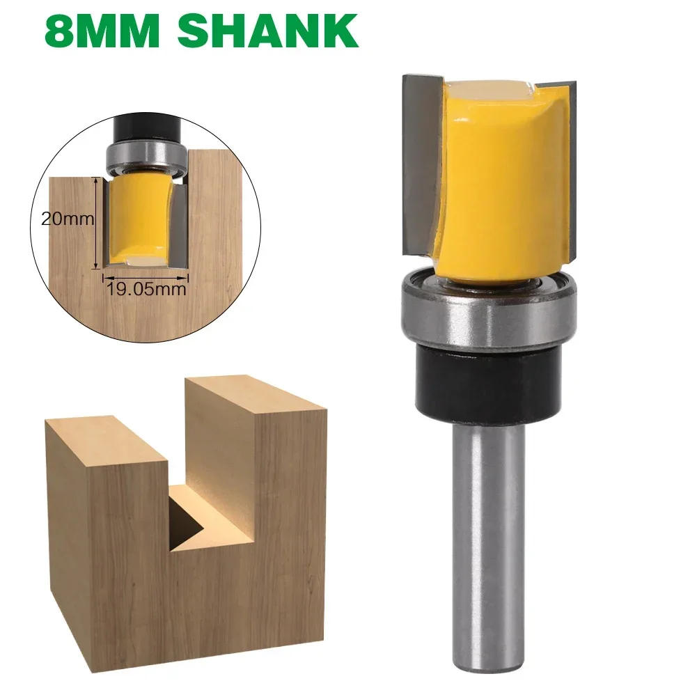 1PC 8MM Shank Milling Cutter Wood Carving Template Trim Hinge Mortising Router Bit Straight End Mill Trimmer Cleaning Flush Trim