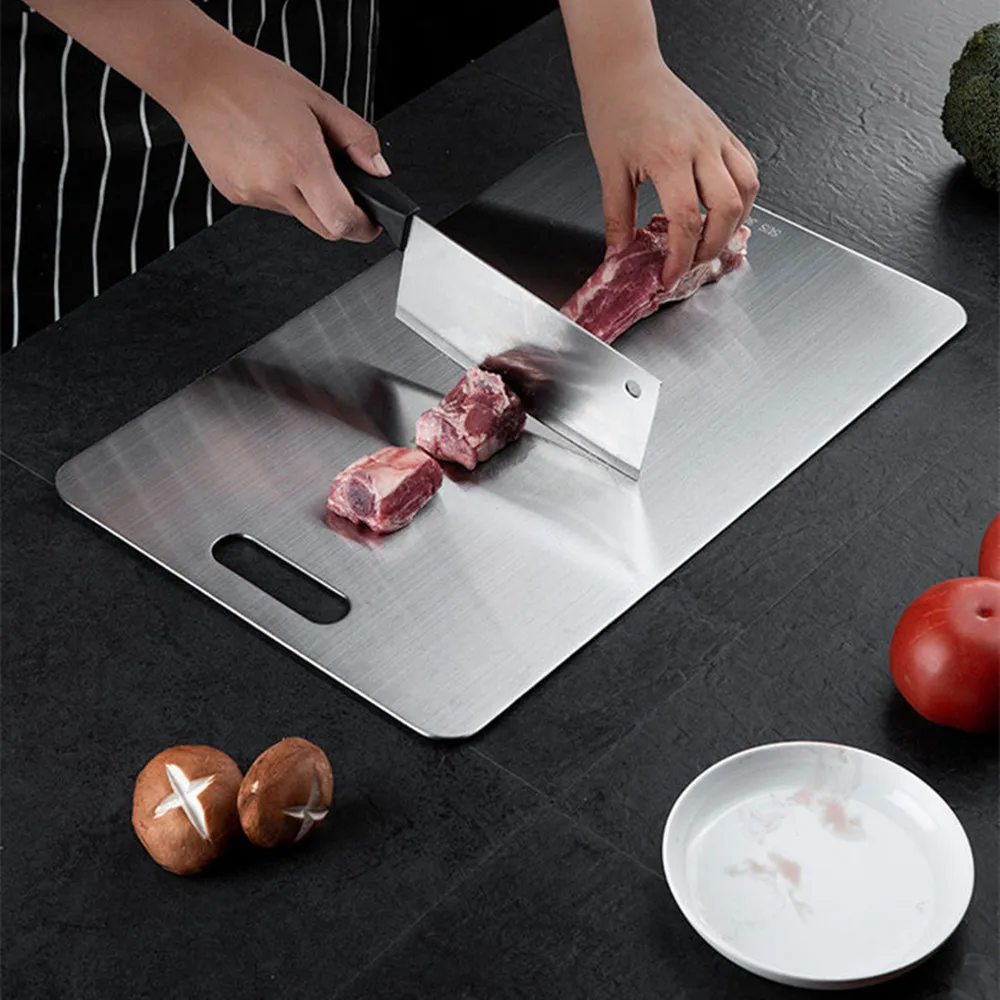 

Доска разделочная из нержавеющей стали 316, утолщенная, для нарезки овощей и мяса, кухонные принадлежности, антиплесневая, с защитой от плесени