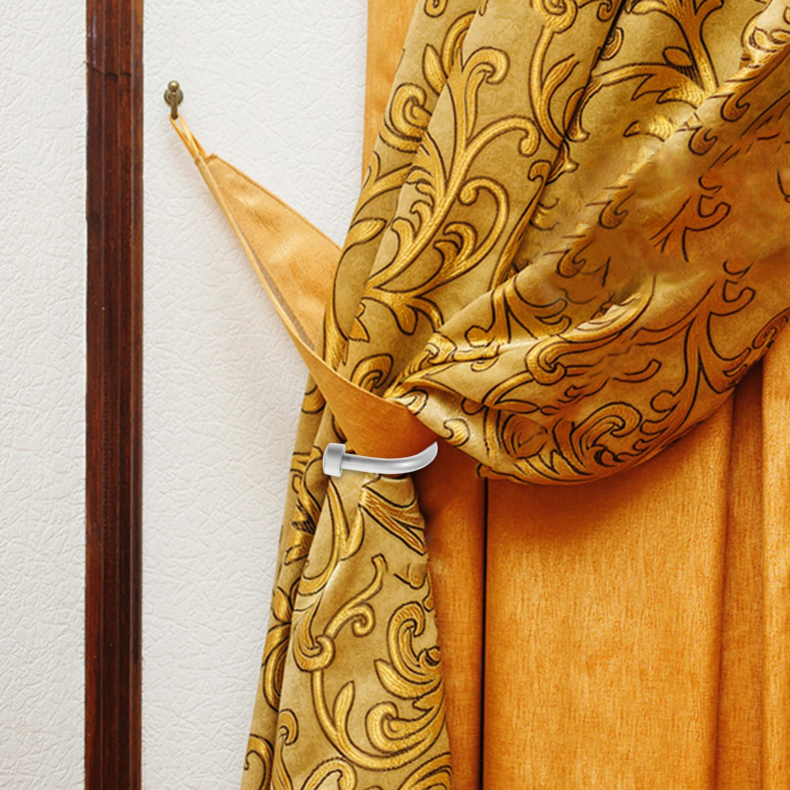 

2pcs U Shaped Iron Curtain Holdback Hooks Wall Mounted Tiebacks Hanger For Drapery Towels Accessories Easy Installation