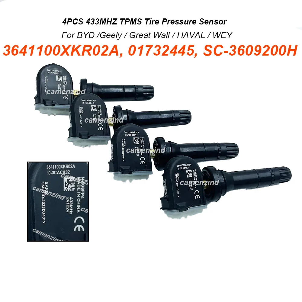 4Pcs 3641100XKR02A 01732445 SC-3609200H TPMS 433MHz Tire Pressure Monitoring Sensor For Geely Atlas Emgrand X7 Tugella Xingyue