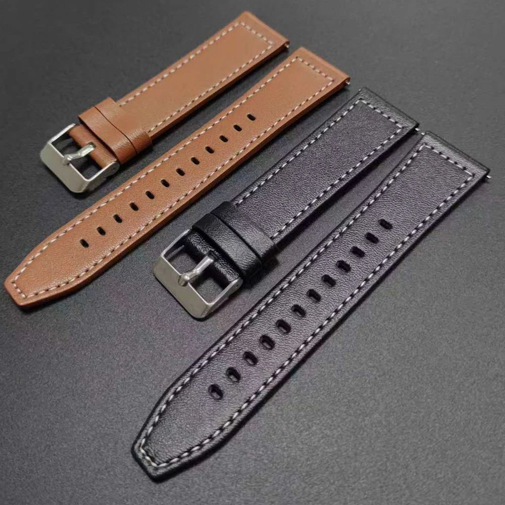 Bracelet en cuir souple pour montre connectée Huami Amazfit Balance 3 2 Ultra, GTR 4 2e 3, GTR 47mm/Bip Max Bip6 5 UNITY/Stratos 22mm