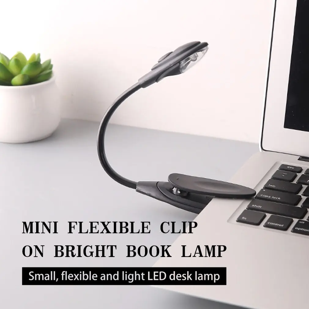 Mini portátil flexível Luzes LED Livro, Clip-On, brilhante, Livro Luz de Leitura, Lâmpada para PC, Laptop, Notebook, Viagem, Quarto, Leitor de Livros
