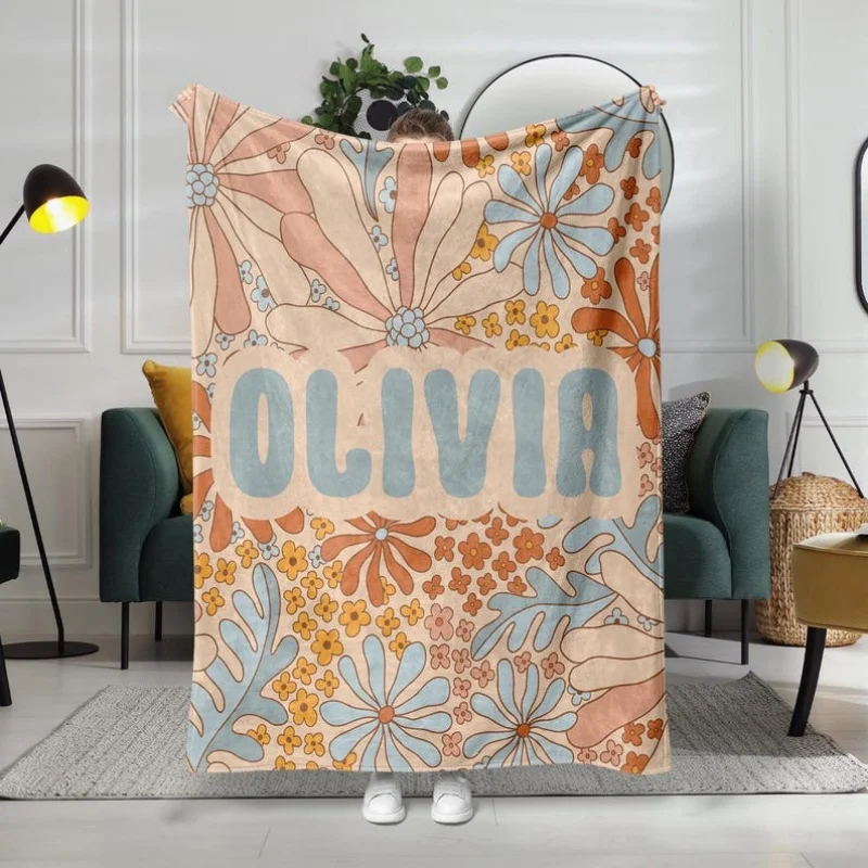 

2026 Custom Name Flannel Blanket 3D Printed Soft Blanket For Sofa Camping Nap Leisure Blankets Birthday Gifts For Home Decor