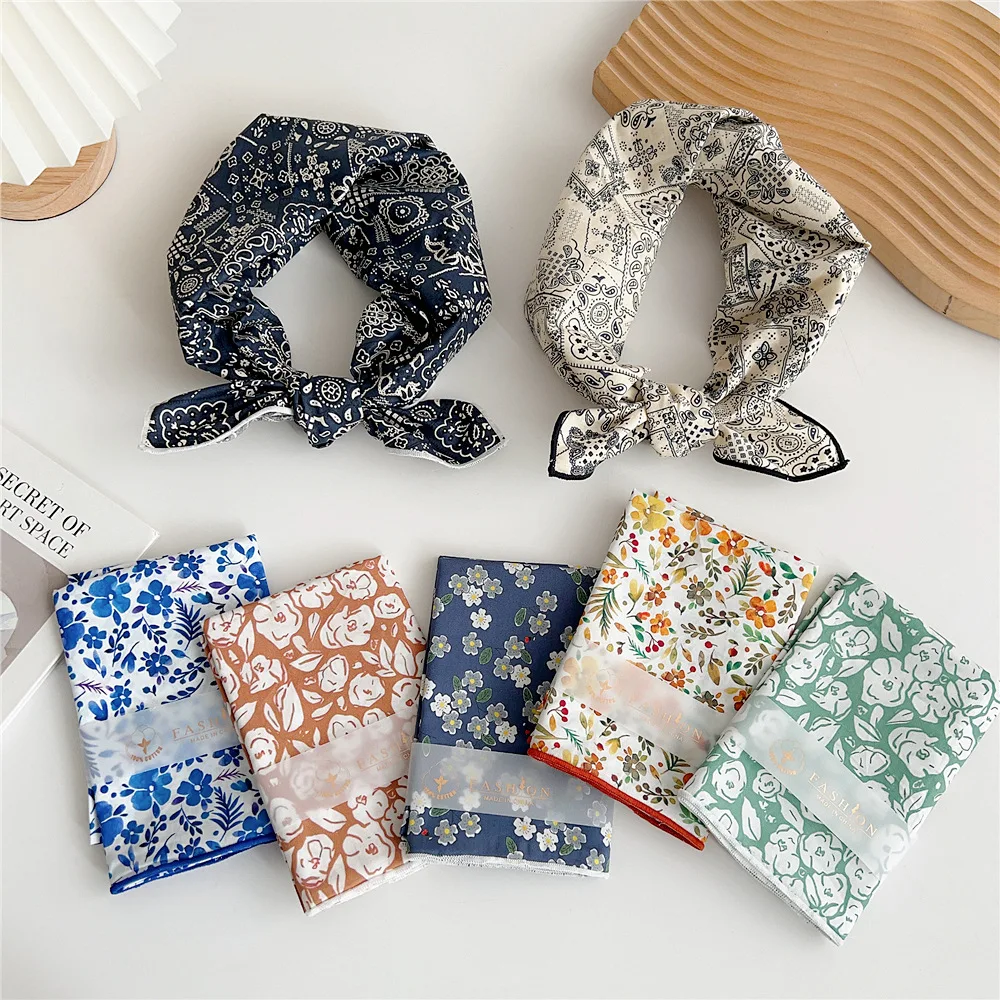 58cm Cotton Linen Square Scarf Women Spring Summer Fashion Bandanas Bag Hat Head Hair Shawl Wraps Accessories