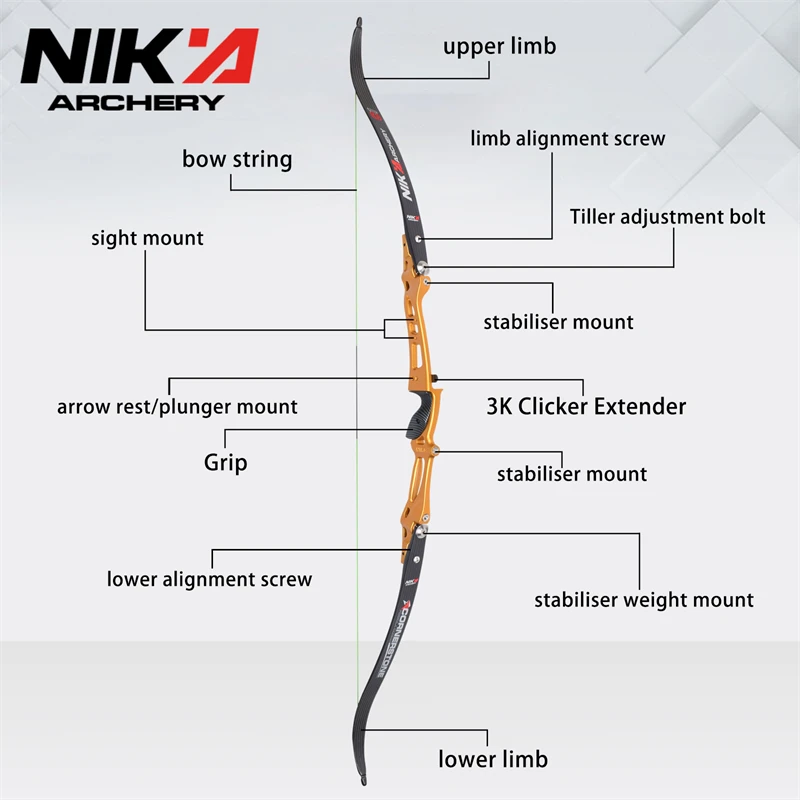 1 sada NIKA lukostřelba luk výstřel aparatura recurve luk nový propuštění ET-8（RH) stoupačky a C1 limbs recurve luk