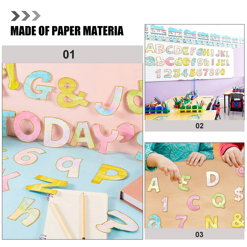

72 Pieces Watercolor Letters Card Paper Cutouts for Classroom Home Party Decor Alphabet Bulletin Board DIY Project Wall