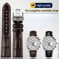 Correa de reloj para Longines Masters Collection L3 L4 L2.628/L2.673, correa de reloj con hebilla de mariposa de cuero de vaca, correa de muñeca de 19, 20 y 21mm