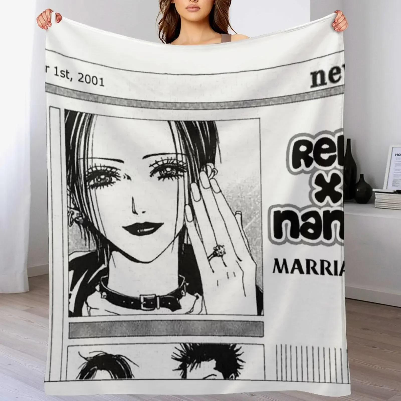

Nana Osaki Engaged with Ren Throw Blanket Flannel Fabric Furrys Warm Thermals For Travel Blankets