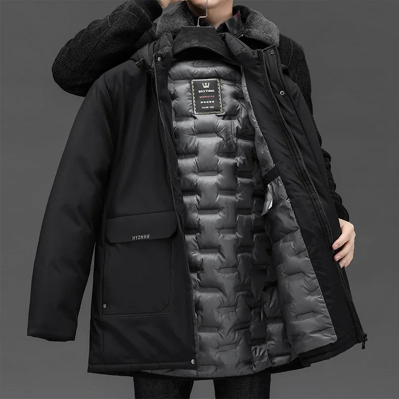 New Brand Designer Casual  Men Jacket Fashion Outwear Parkas Longline Windbreaker Coats Top Quality Winter Thicken Men Clothing