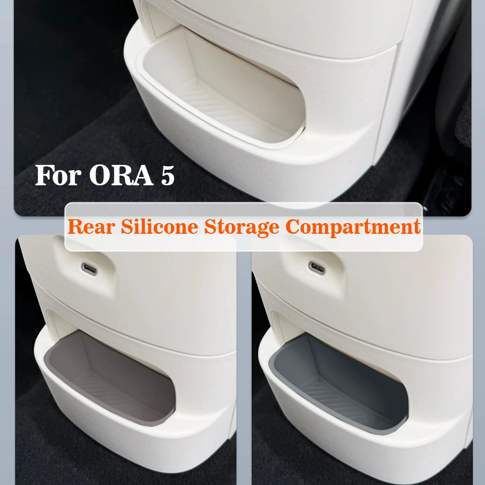For GWM ORA 5 2026 Rear Armrest Box Storage Case Silicone Handle Groove Original Car Color Interior Modification Accessories