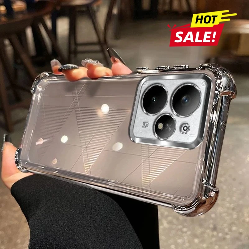 

For Realme Neo7 Turbo /GT 7/GT 7T/GT7 PRO Case Simple Four-corner Airbag Electroplating Anti-drop Shockproof Bumper Funnda