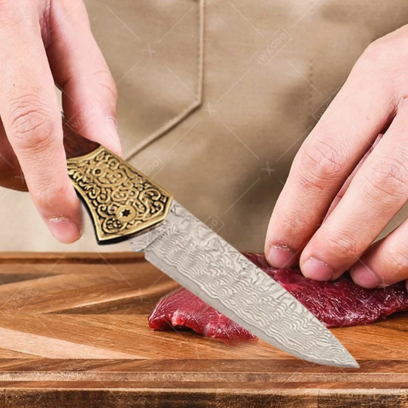 دمشق نمط سكين للفرد الفولاذ المقاوم للصدأ الفاكهة الخضار تقطيع سكين قطعة العاج مقبض خشبي قطع اللحوم سكاكين المطبخ