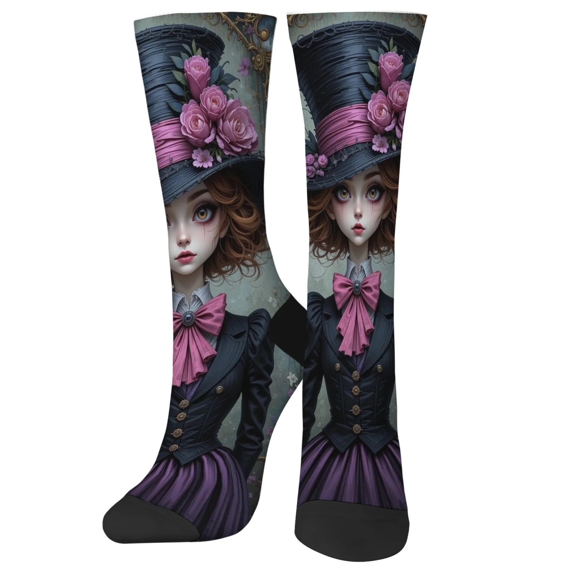 Charakter-Kunst-Illustration, Neuheit, Damensocken, atmungsaktiv, rutschfest, warm, Radfahren, Laufen, Socken, lässige Sportsocken, lustiges Geschenk