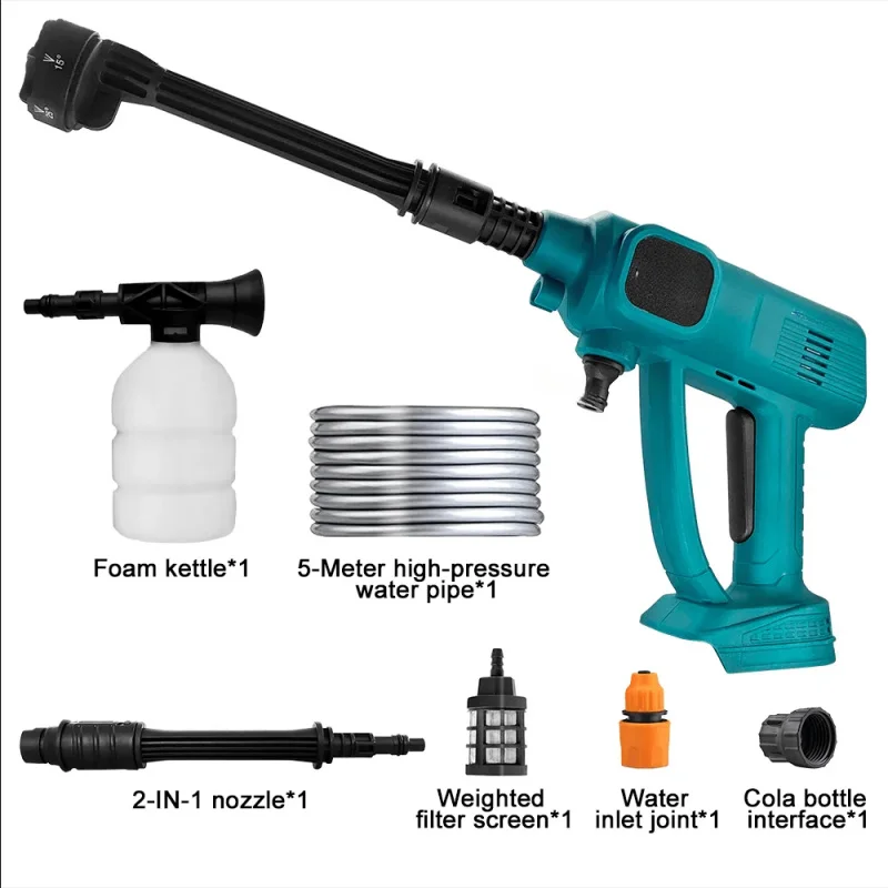 Car Wash Gun Cordless High Pressure Car Cleaning Tool 6 In 1 Spray Nozzle Home Garden Sprayer Water Gun For   18V Battery