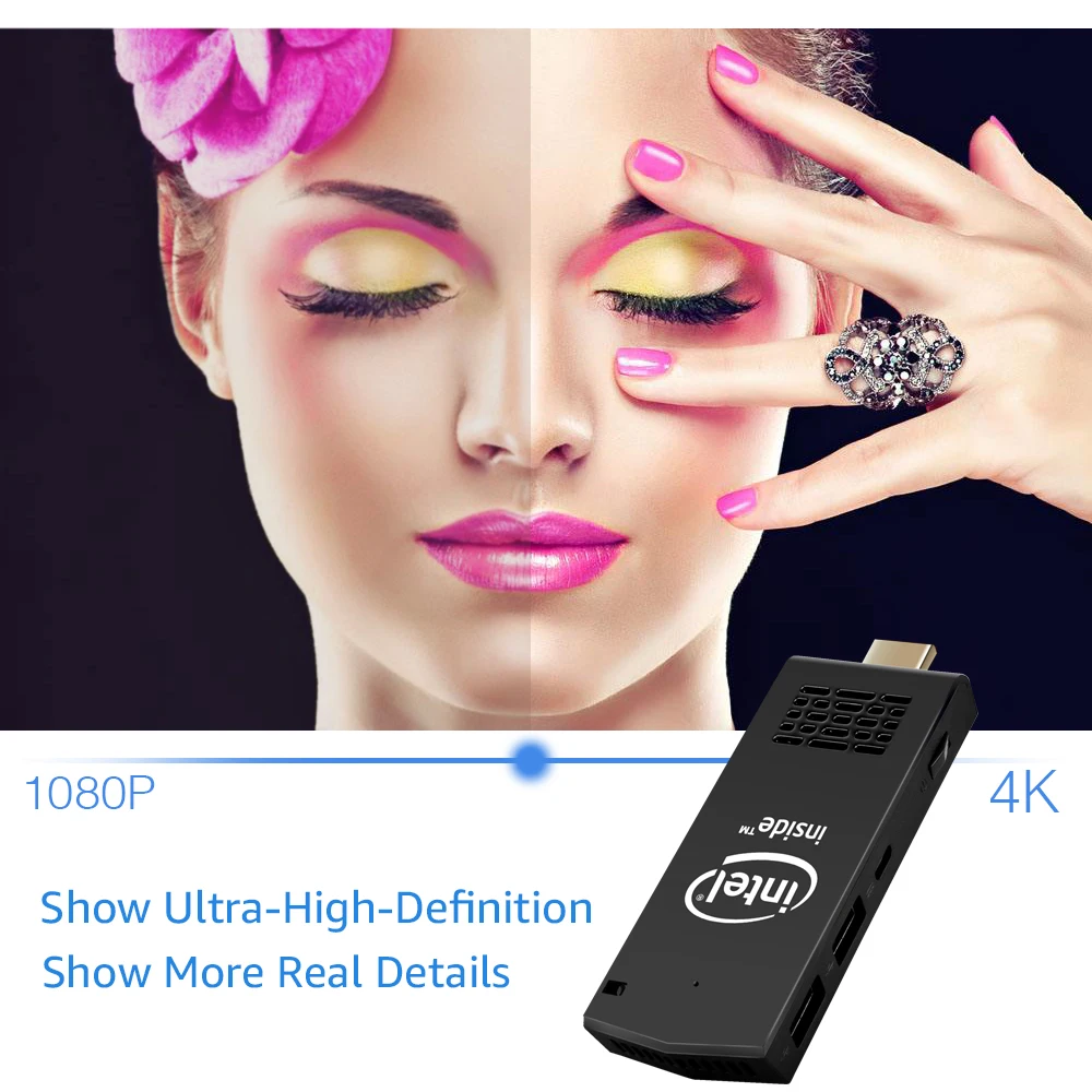 2026 W5 PRO Mini PC Windows 10 OS Intel Atom X5-Z8350 Quad-Core PC BT 4.2 2.4G/5G WiFi 4GB/8GB DDR3 64GB/128GB eMMC SSD USB3.0