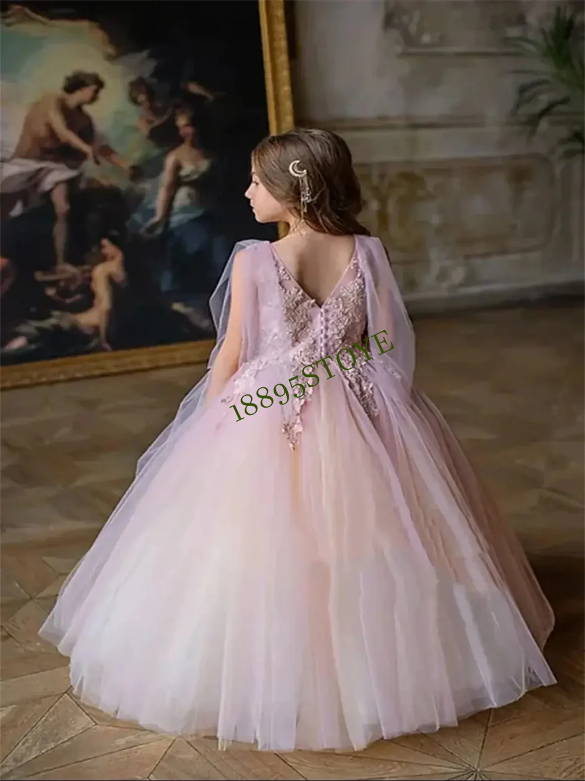 CustomizedElegant Gauze Girl Wedding Party Long Dress First Communion Birthday Ball Baby Princess Children's Formal Event