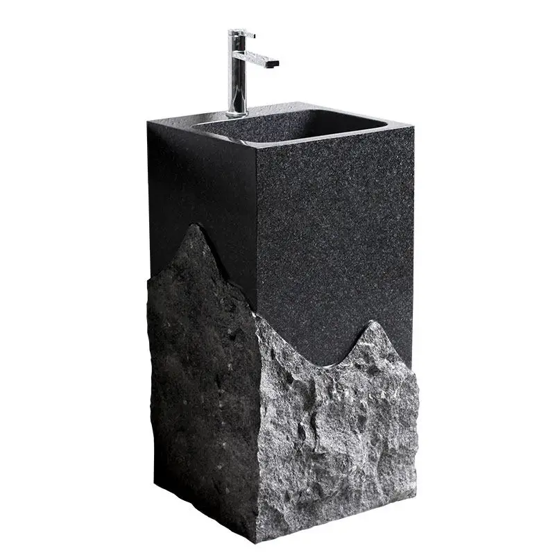Whole Stone Column Basin, Outdoor Courtyard Floor-to-ceiling Light Luxury Washing Table, Household Balcony Stone Sink