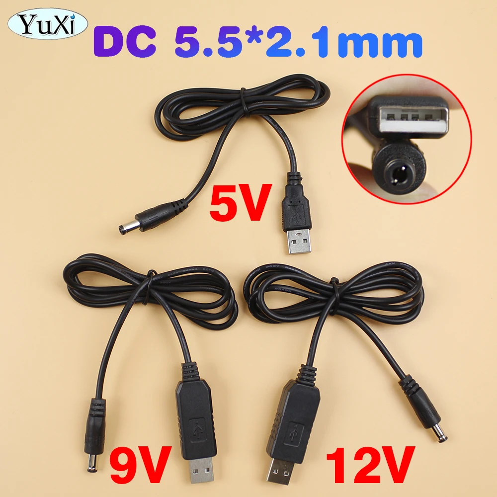 1Pc DC Step UP USB Converter Adapter Cable DC 5.5*2.1mm Round Hole Plug Charging Booster Cable  12V 9V 5V USB Power Boost Line