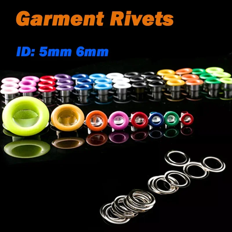 50Set Garment Rivets Metal Eyelet 5/6mm with Washer Leather Craft Grommet Banner Repair for Shoes Bag Garment Waistband Belt Hat