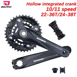 Bicycle Crankset 36T 22-36T 24-38T Bolany 104BCD Hollow Crank MTB Crankset 170mm Integrated Crank Chainring