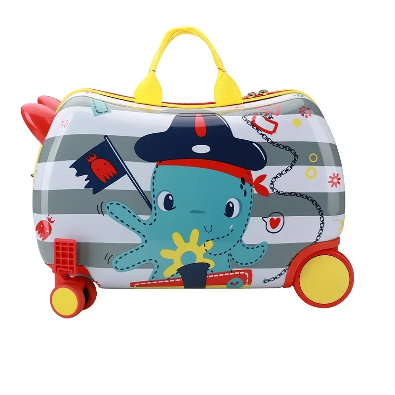 Valise d'embarquement à roulettes pour enfants, bagages pour enfants, valise à main mignonne, cadeaux pour bébé, peut s'asseoir et rouler sur les côtes, dessin animé