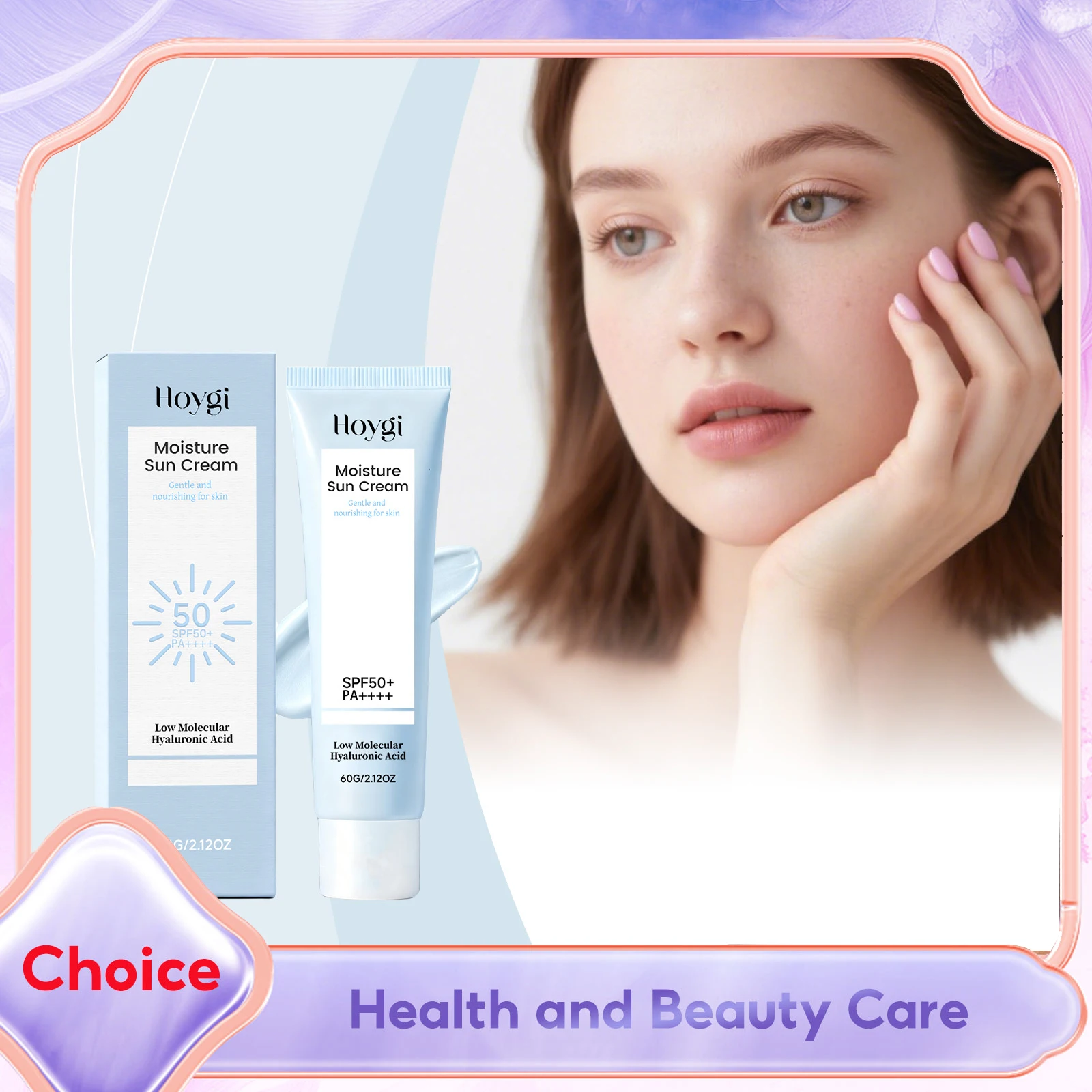 

Увлажняющий солнцезащитный крем SPF50+ с гиалуроновой кислотой, легкий, нежирный, быстро впитывается, образует пленку, питает кожу, ежедневный уход от солнца.